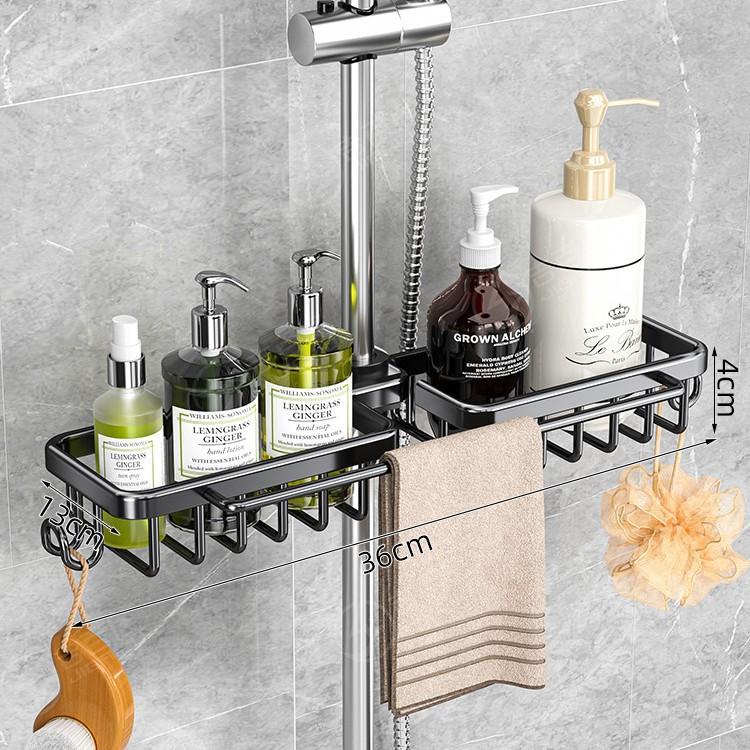 Bathroom Non Perforated Shower Storage Rack Shower Rod Rack Soap and Shampoo Storage Rack