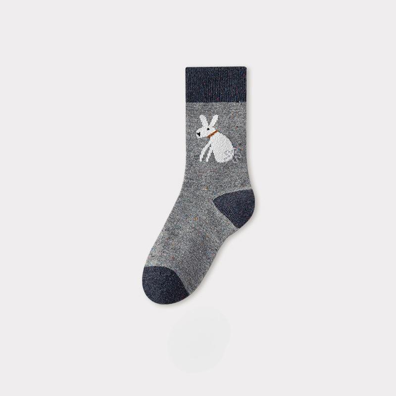 Autumn and Winter Warm Wool Socks, Dot-yarn Illustration, Mid-calf Socks, Retro Ladies, Pile Socks for Women