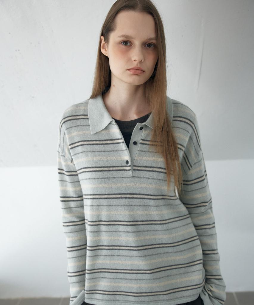 AHWE Multi Stripe Collar Knit_Mint