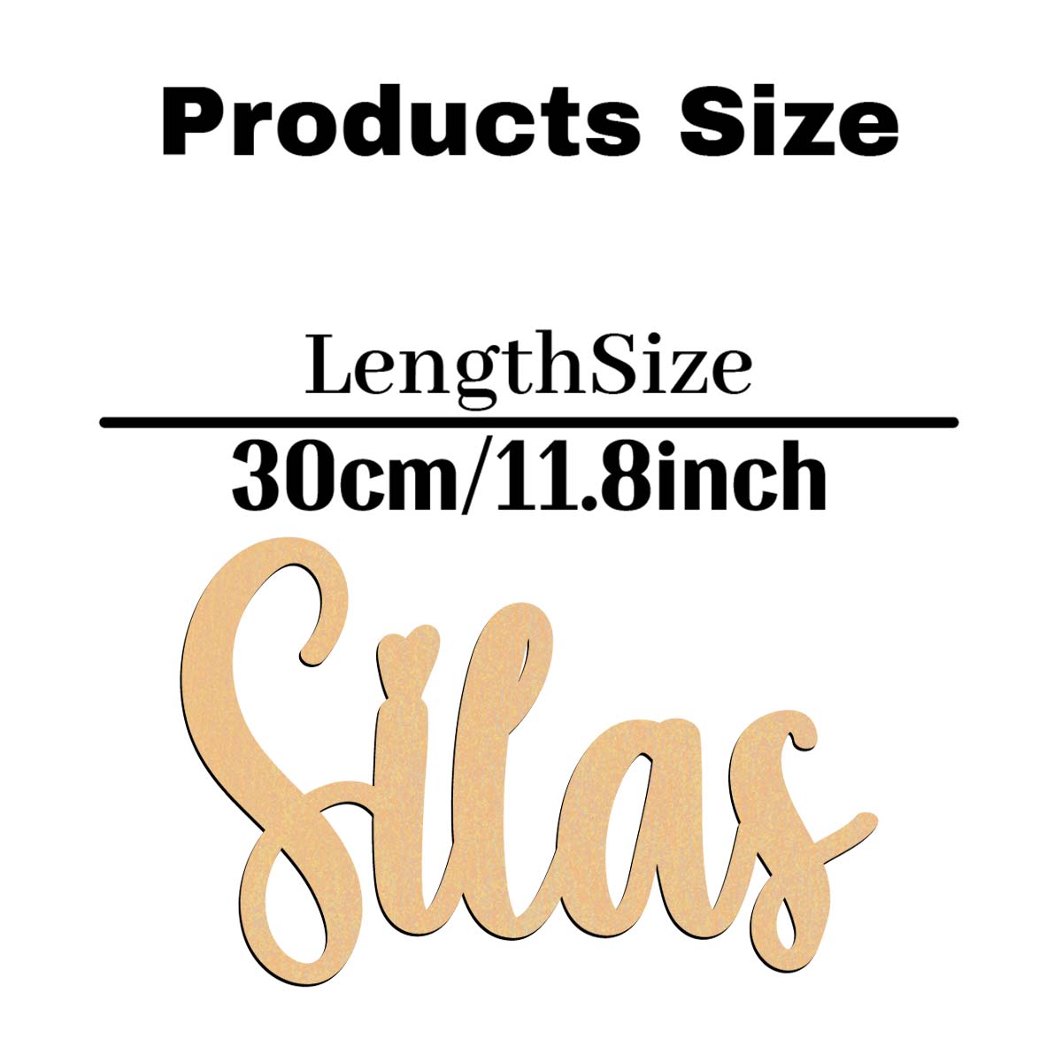 

1 PC Durable Silas example Customizable Name Wooden Decor Laser-Cut Sign Wood Material Wedding.Valentine S Day Decoration, S30cmLength