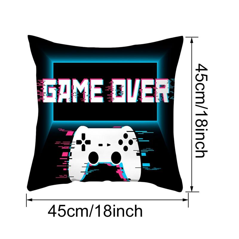 Video Game Cushion Covers Happy Birthday Gamepad Boy Inflate Party Supplies GAME ON Pillowcase Happy Birthday Decor Kids Gifts