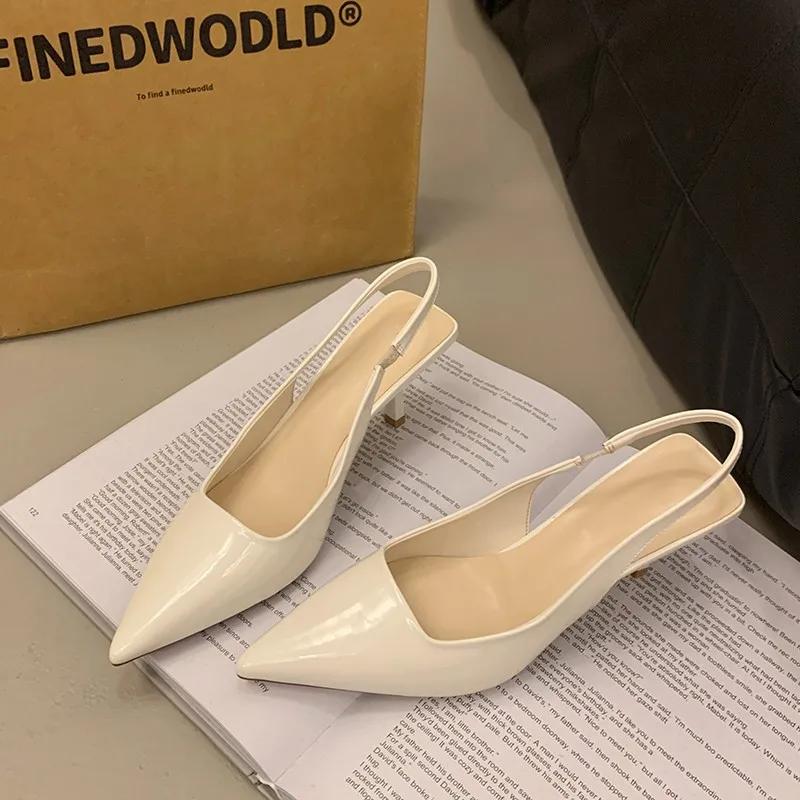 Fashion Hot Selling 2025 Elegant High Heels Pumps Women Summer Slingbacks Pointed Shoes Woman Solid Thin Heeled Sandals High Heel Shoes