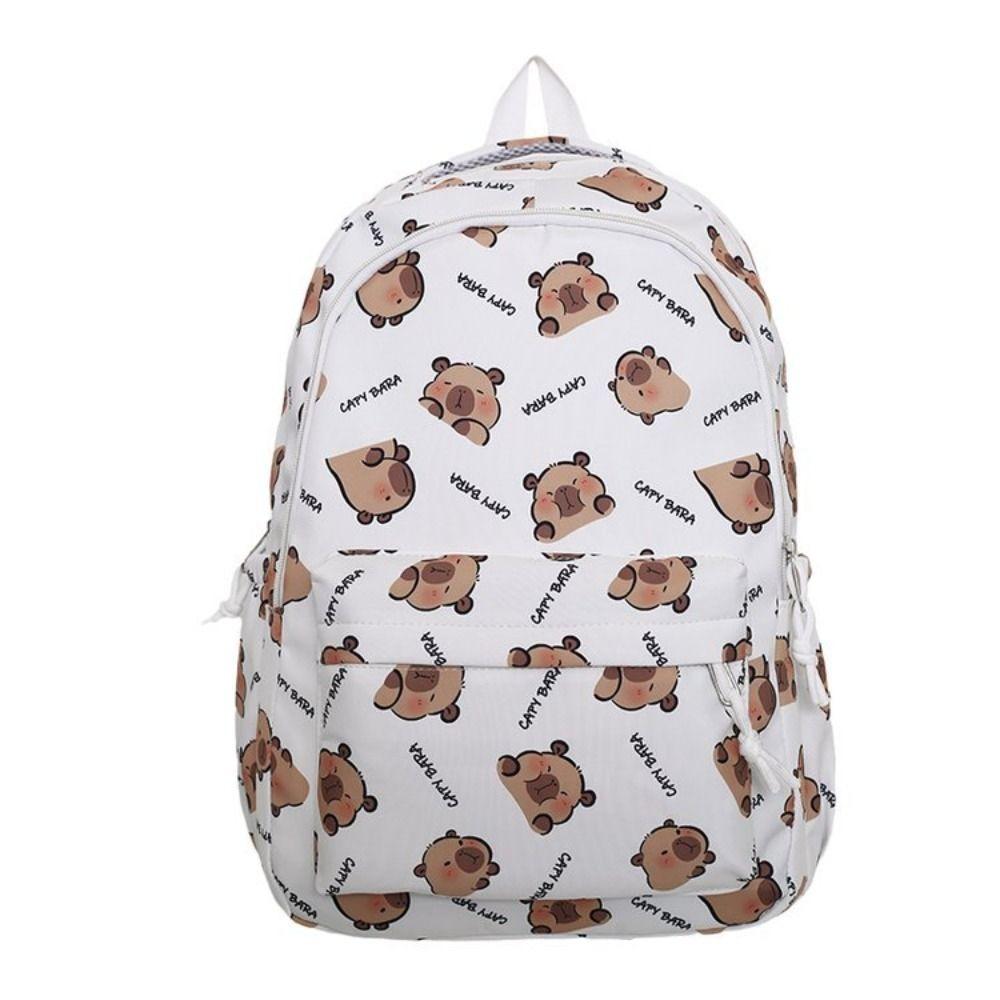 Korean Style Capibara Shoulder Bag Large Capacity Cartoon School Bag Capybara Backpack  Outdoor