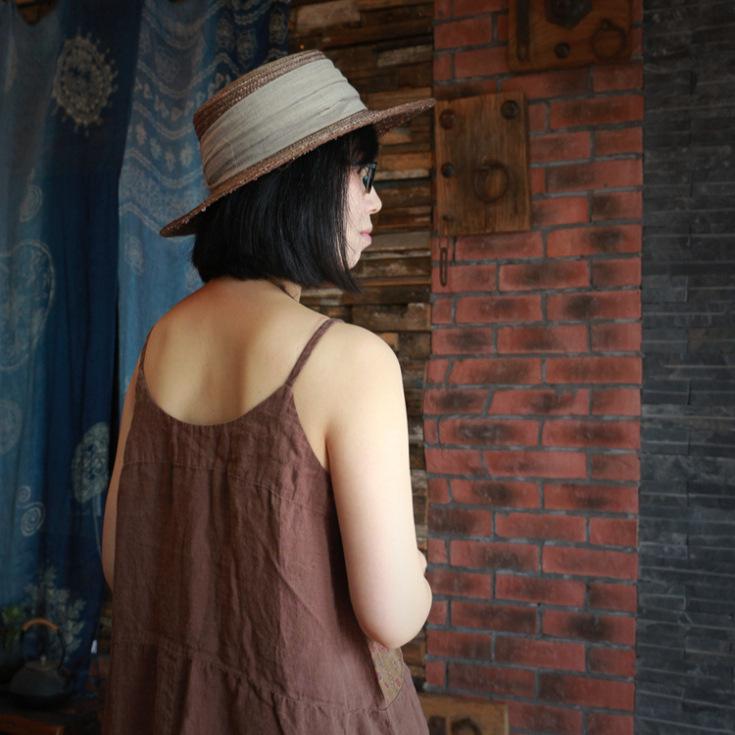 Retro Patchwork Lockeres Camisole-Kleid – Fallen Ancient Mud Design