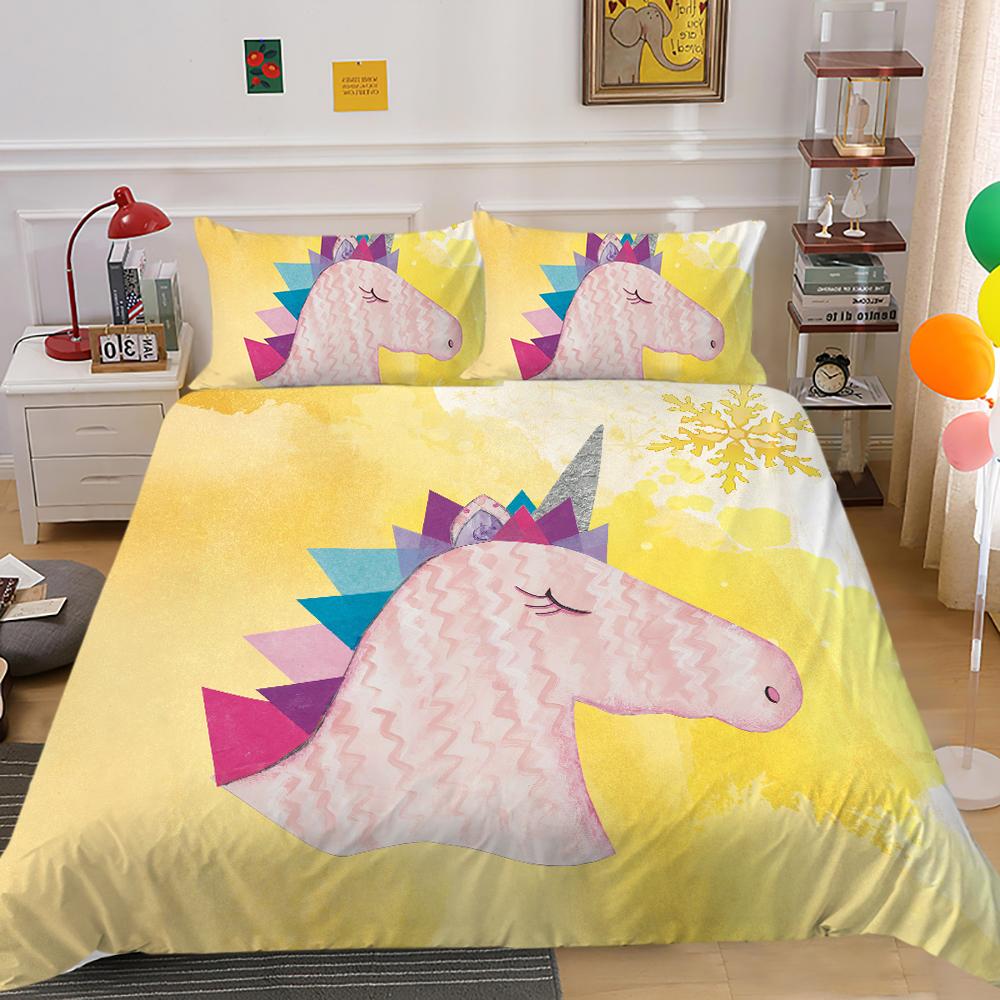 Unicorn Bedding Cover Set Print Comforter Cover Set Creative Bedding Suit Boys Girls Single Double Size Home Textiles