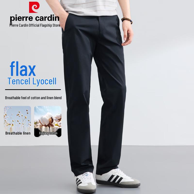 Pierre Cardin Men's Tencel Linen Blend Straight-Leg Casual Pants