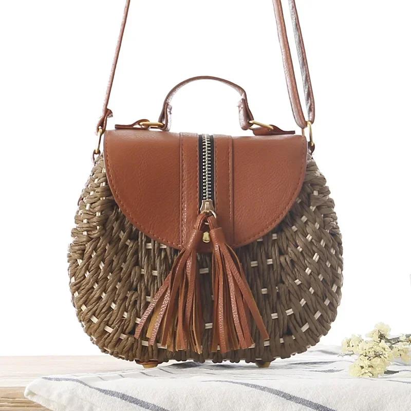 Paper Rope Messenger Bag for Beach Holidays Shoulder Fabric Crossbody Straw Bags for Women High Quality Fashion Fin Wing Pocket Bag