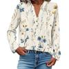 Women's Fashionable And Casual Shirt Long Sleeve V-neck Button Printed Blouse Top