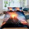 Volcano King Quen Soft Duvet Cover Volcanic Eruption Beding Set Fire Mountain Warm Comforter Cover Natural Scenery Polyester Comfortable Quilt Cover