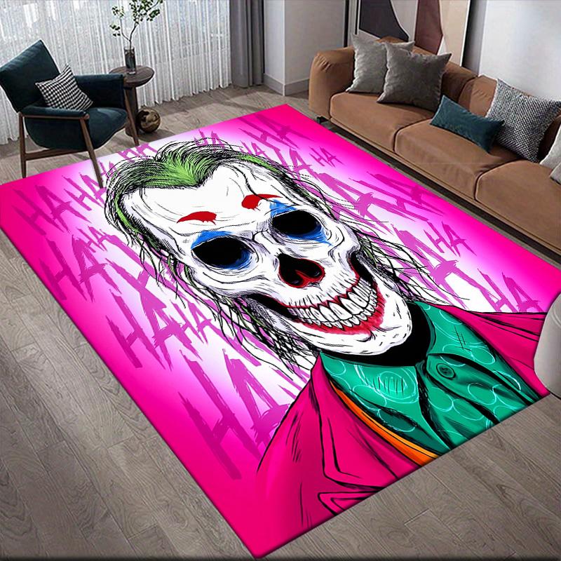 Graffiti Clown Anti-Slip Rug, Rectangular Carpet for Game Room, Living Room & Sofa Zone