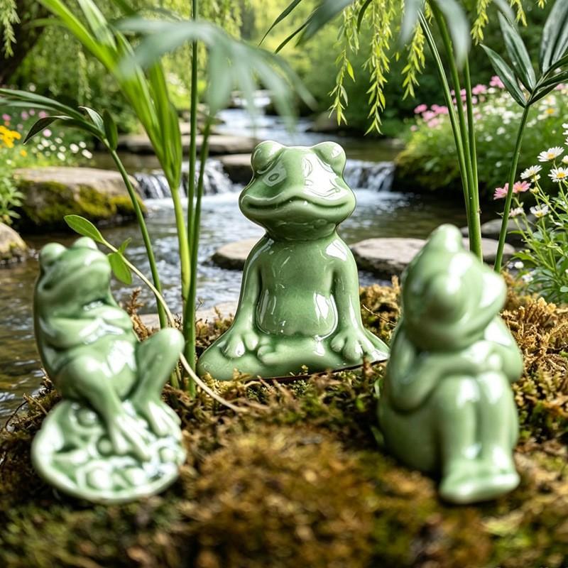 Ceramic Frog Figurines European Style Garden Fish Tank Decor Creative Craft Ornaments