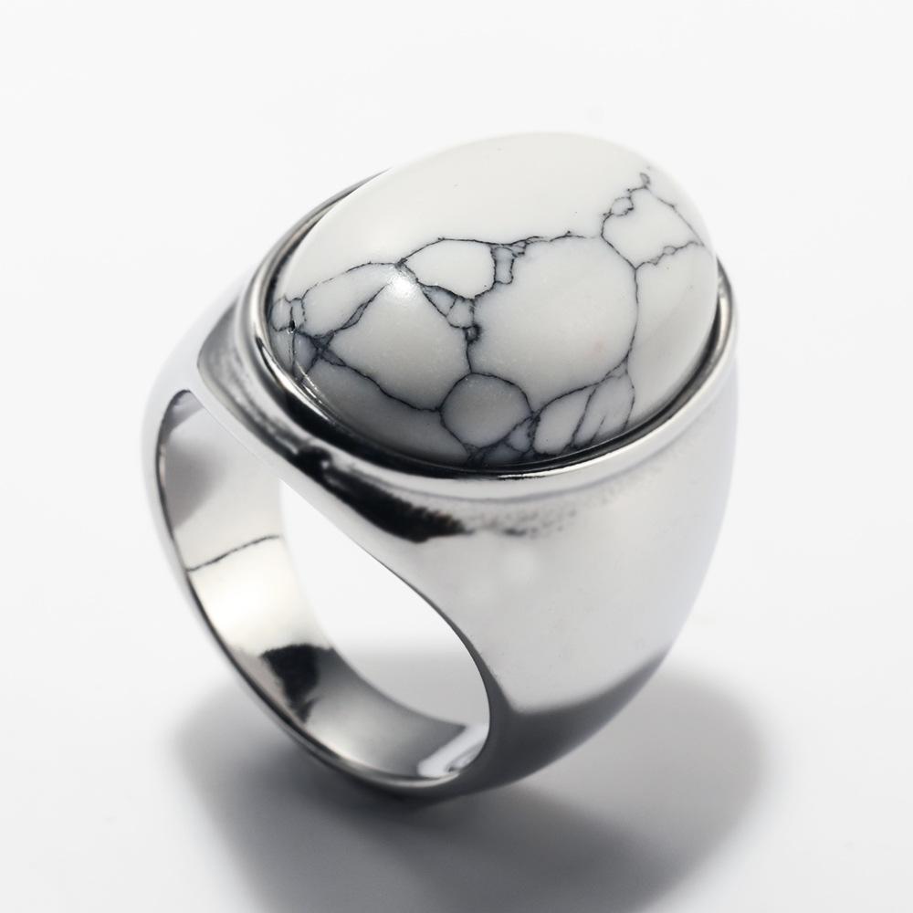 Luxury Gemstone Ring for Men Personalised Hip Hop Steel Titanium Jewellery Black Gold Silver Rock Hipster Street Finger Ring