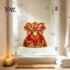 Decorative Lunar New Year Signs 2027 Window Cling, Red And Gold Zodiac Sheep Static Decals Chinese Glass Stickers for Doors, Non-adhesive Reusable