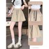 Women's Summer Thin Skirt Yoga Pants Ice Silk Wide Leg Shorts Solid Color Pocket Lace Up Short Pants
