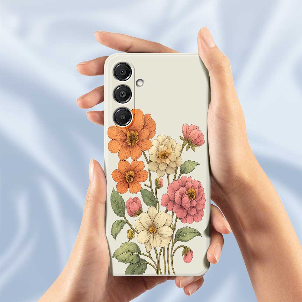 For Samsung Galaxy A16 5G/4G Case Beautiful Flowers Pattern Printing Straight Edge TPU Phone Back Cover