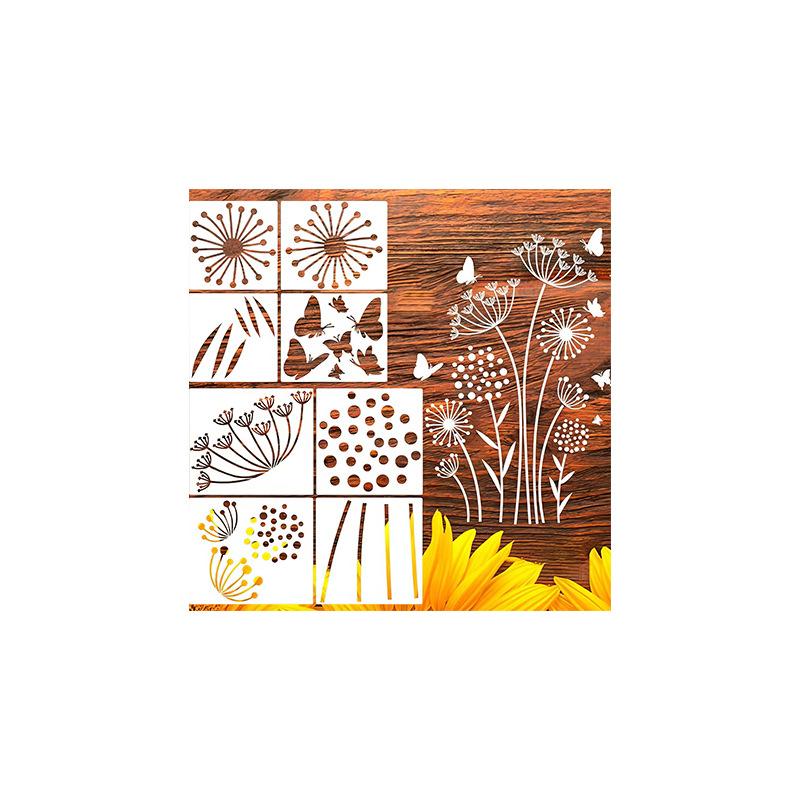 8 Pieces/set, Four Seasons Flower Pattern, Animal Painting Hollow Template, Spray Painting Template, Pattern DIY Template, Milk White, PET Material