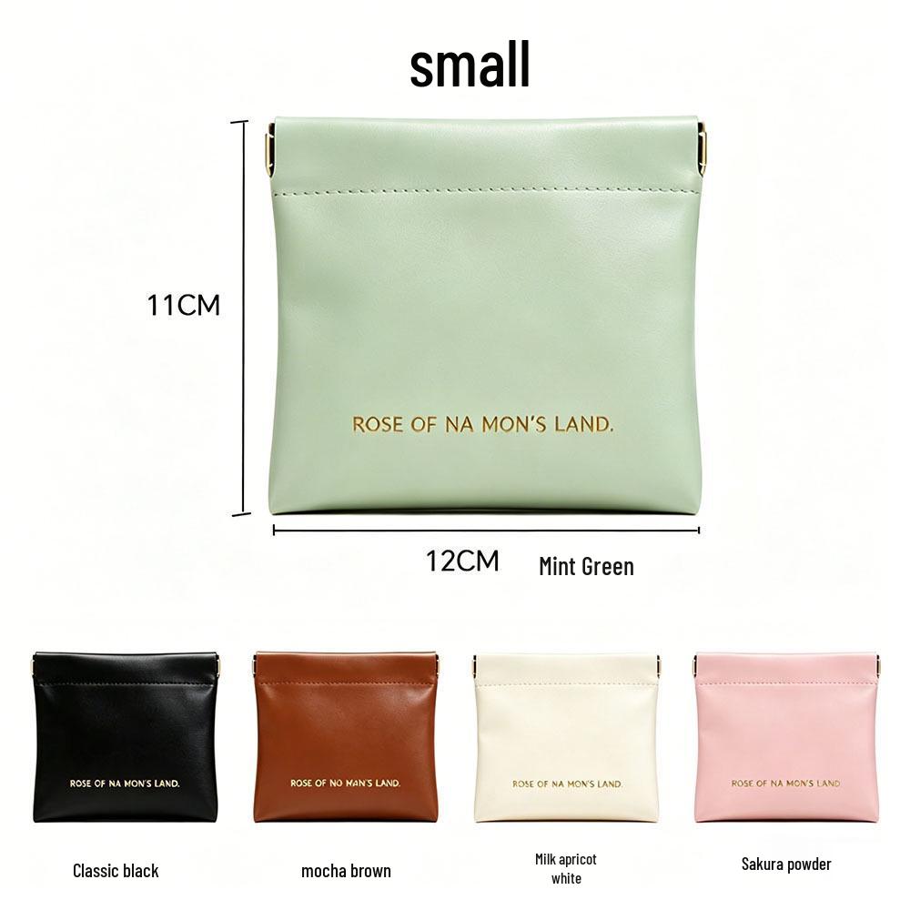 PU Spring Clip Bag: Automatic Closure Mini Storage for Cables, Earphones & Coins