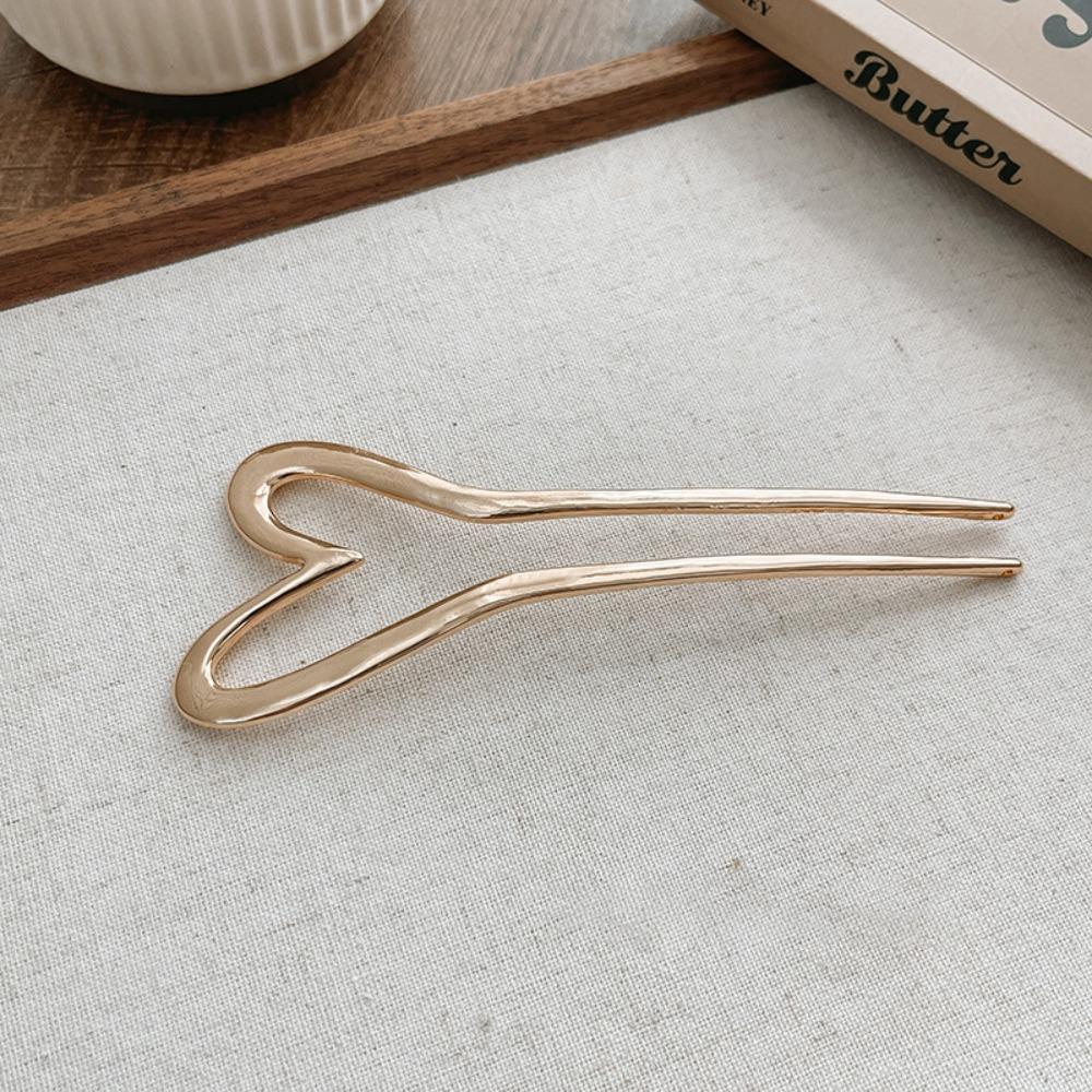 Hairstyle Tools U-shaped Hair Stick Zinc Zinc Alloy Love Heart Hair Stick Elegant Metal Hairpin  Girls