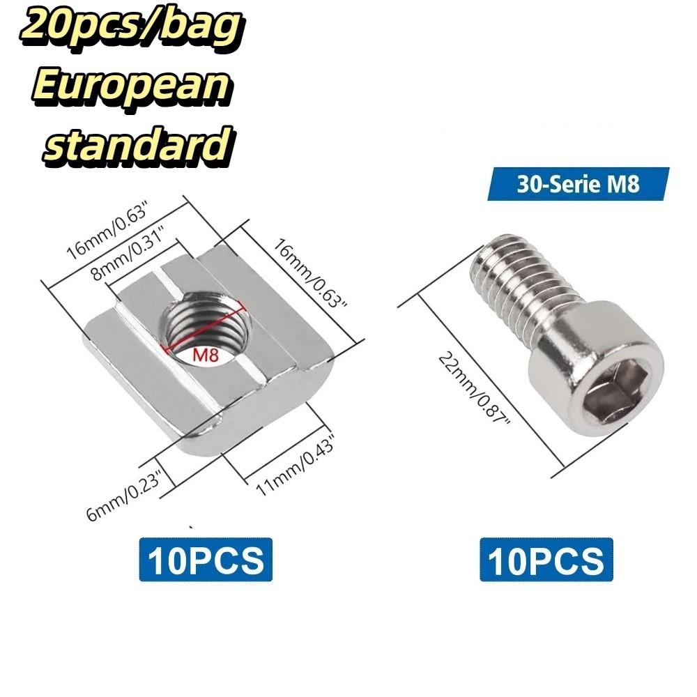 20pcs/bag Reliable Connection European Standard Aluminum Profile Fasteners Cup Head Screws  Assembly
