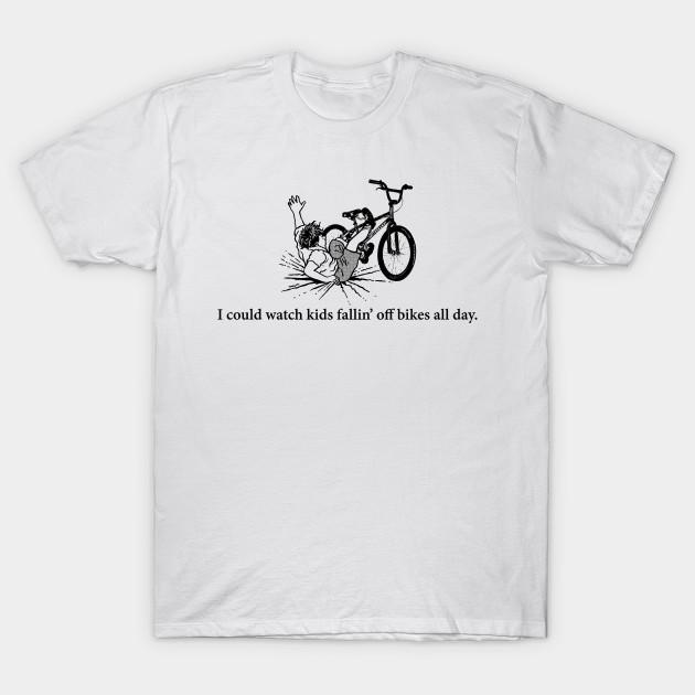 

Men Black Print T-shirt I Could Watch Kids Fallin Off Bikes All Day No-Cut Transfer Paper Print Cotton Tshirt 4XL білий