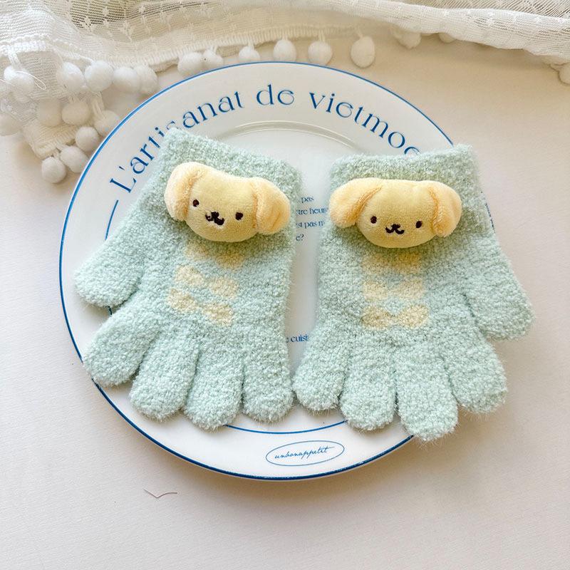 Kinderhandschuhe Herbst und Winter Cartoon Niedlich Kuromi Warme Vollfingerhandschuhe für Jungen und Mädchen Schreiben Split-Finger Babyhandschuhe