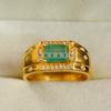 Emerald Octagon Cut With 925 Sterling Silver Gold Plated Ring For Men's #B743 JL375692836058