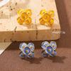 Retro flower earrings New Chinese French Chinese antique spring and summer versatile drip oil enamel senior design earrings