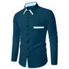 New Fashion Men's Color-blocking Business Slim Casual Shirt Contrast Long-sleeved Shirt