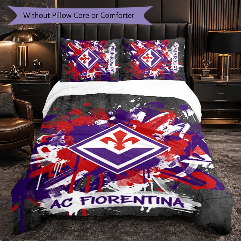 Fiorentina FC Themed Bedding 3Pcs Duvet Cover Set Decorative Bed Linen For Teen Room Home Decoration