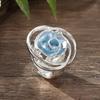 Enamel geometric flower elastic ring, women's fashion high-end rose alloy ring