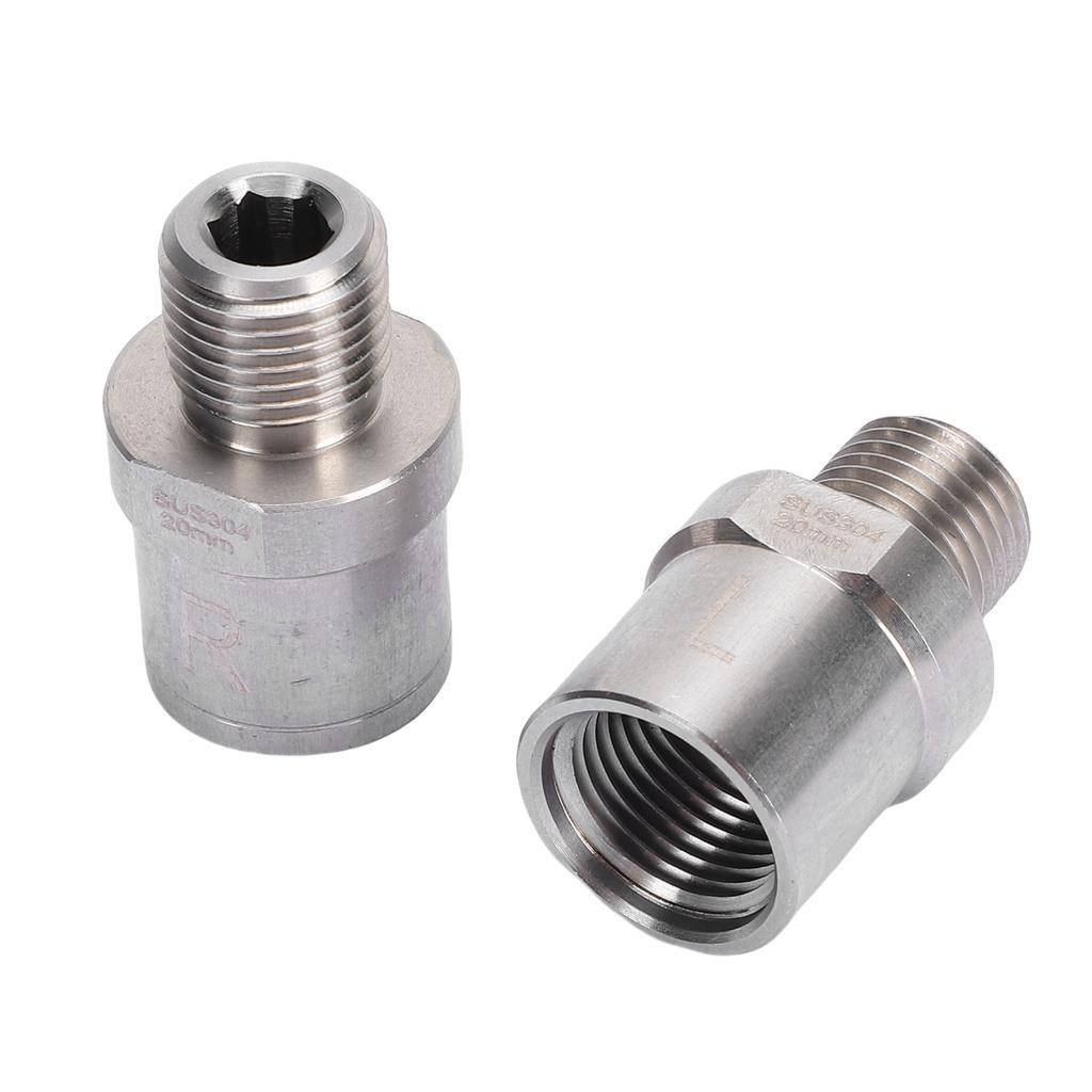 1 Pair Bicycle Pedal Adapters Stainless Steel Male Thread 1/2in to Female Thread 9/16in Bike Pedal Extenders for Cranks
