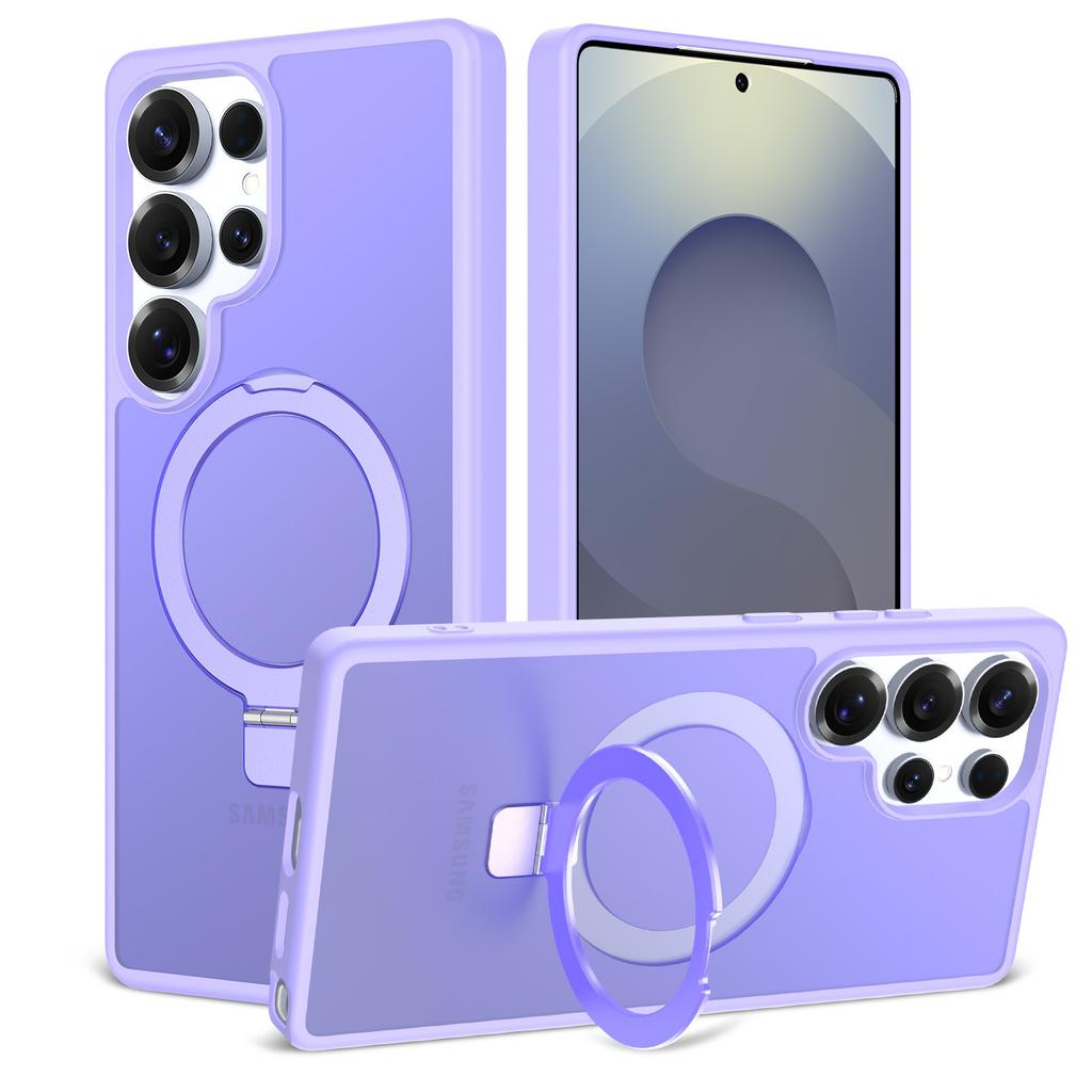 For Samsung S25edge Frosted Semi Transparent Stand Phone Case 2-in-1 Magnetic 24Ultra Phone Case