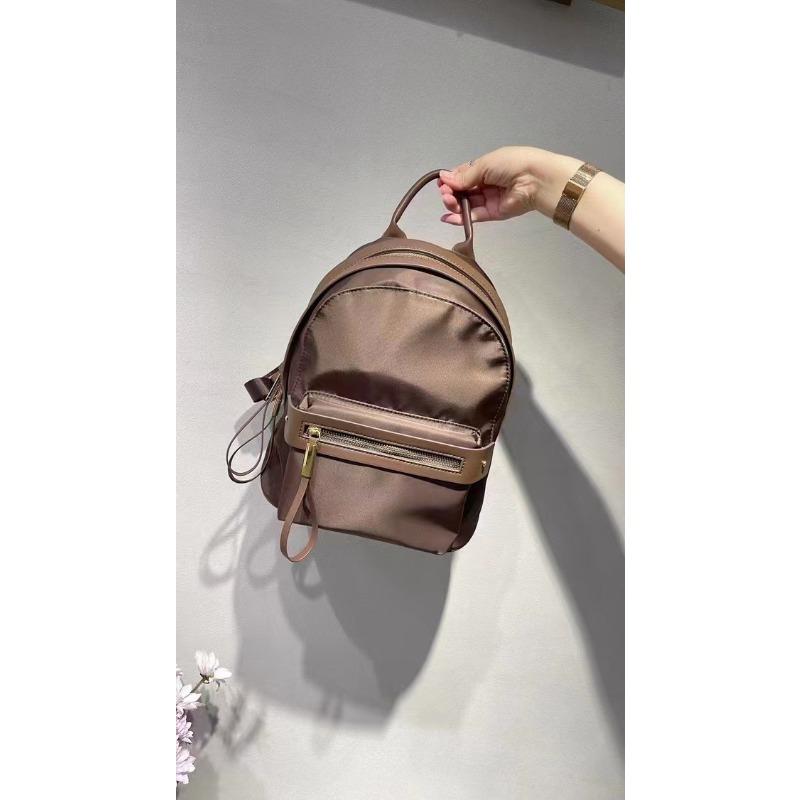

Women s Versatile Simple Leather Nylon Casual Travel Backpack Korean Style Fashionable Small Backpack кофейный