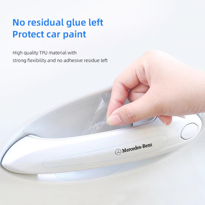 MEA4   8Pcs TPU Car Door Handle Bowl Anti-scratch Sticker Protection Films Hubcap For Mercedes Benz AMG GLE GLC CLA W206 W204 W205 W211