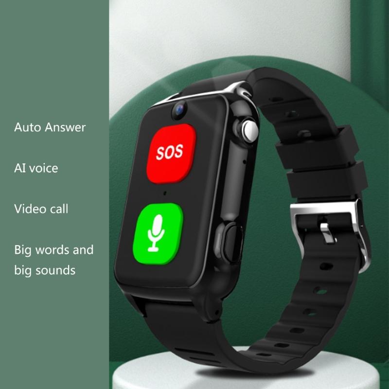 4G Smartwatch Big Button Large Volume Blood Pressure Heart Rate Temperature Monitor Accurate Position Elderly Bracelet