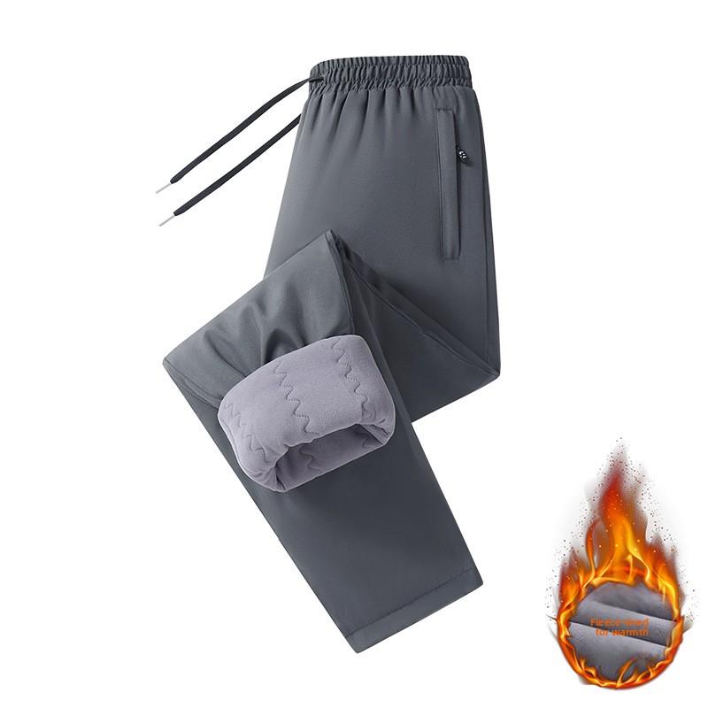 Men's Fleece-Lined Thickened Thermal Trousers New Arrival Casual Long Trousers for Autumn/Winter Men's Sports Cuffed Cotton Trousers