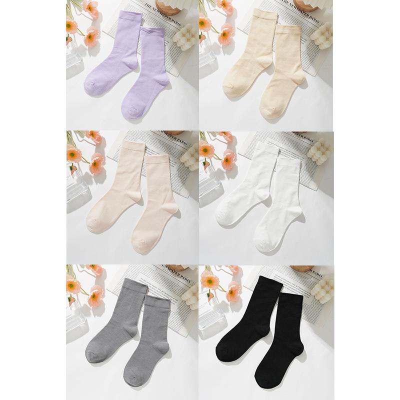 

6 пар хлопковых дышащих осенне-зимних бесшовных махровых носков средней длины для женщин One size