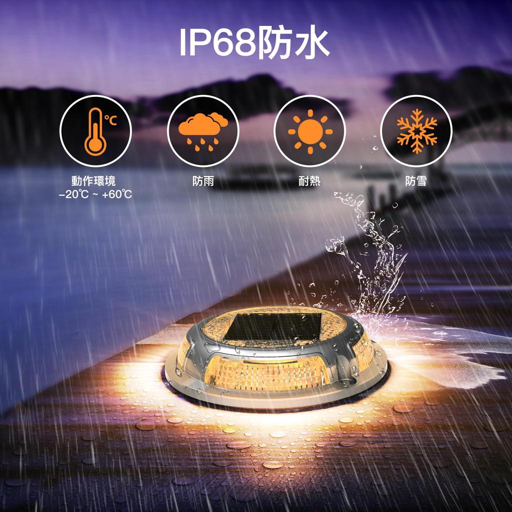 Quntis Solar Deck Lights for Outdoor Use, Dual Color Modes, Visible Up To 500m Away, IP68 Waterproof, Solar Driveway Lights for Stairs, Walkways, and