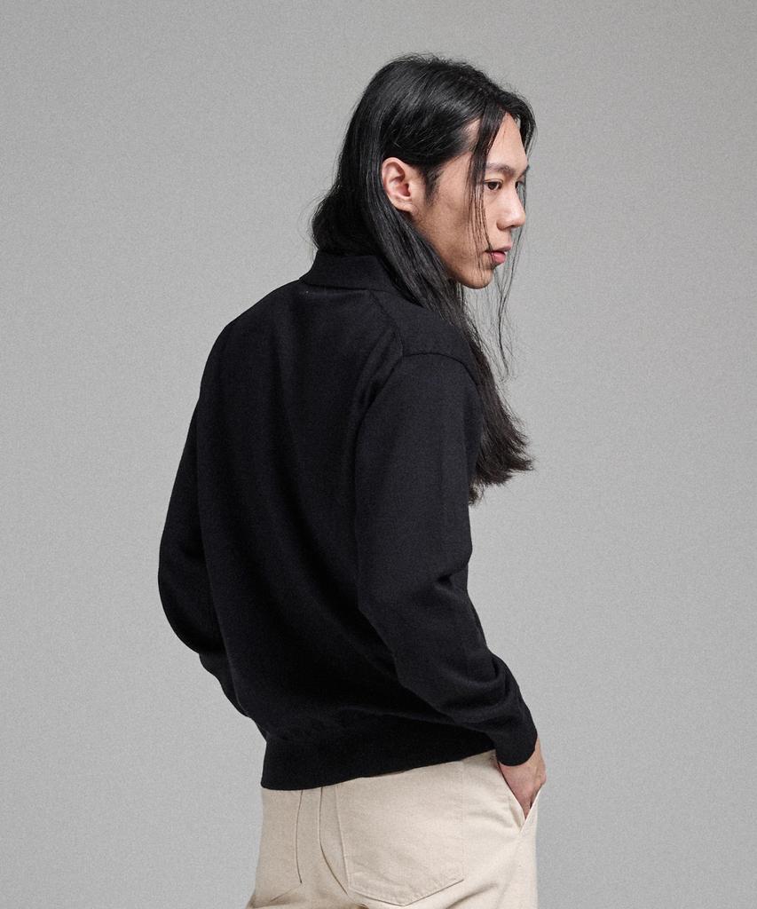 ANALOG MOOD Semi-Collar Neck Knit (Black)