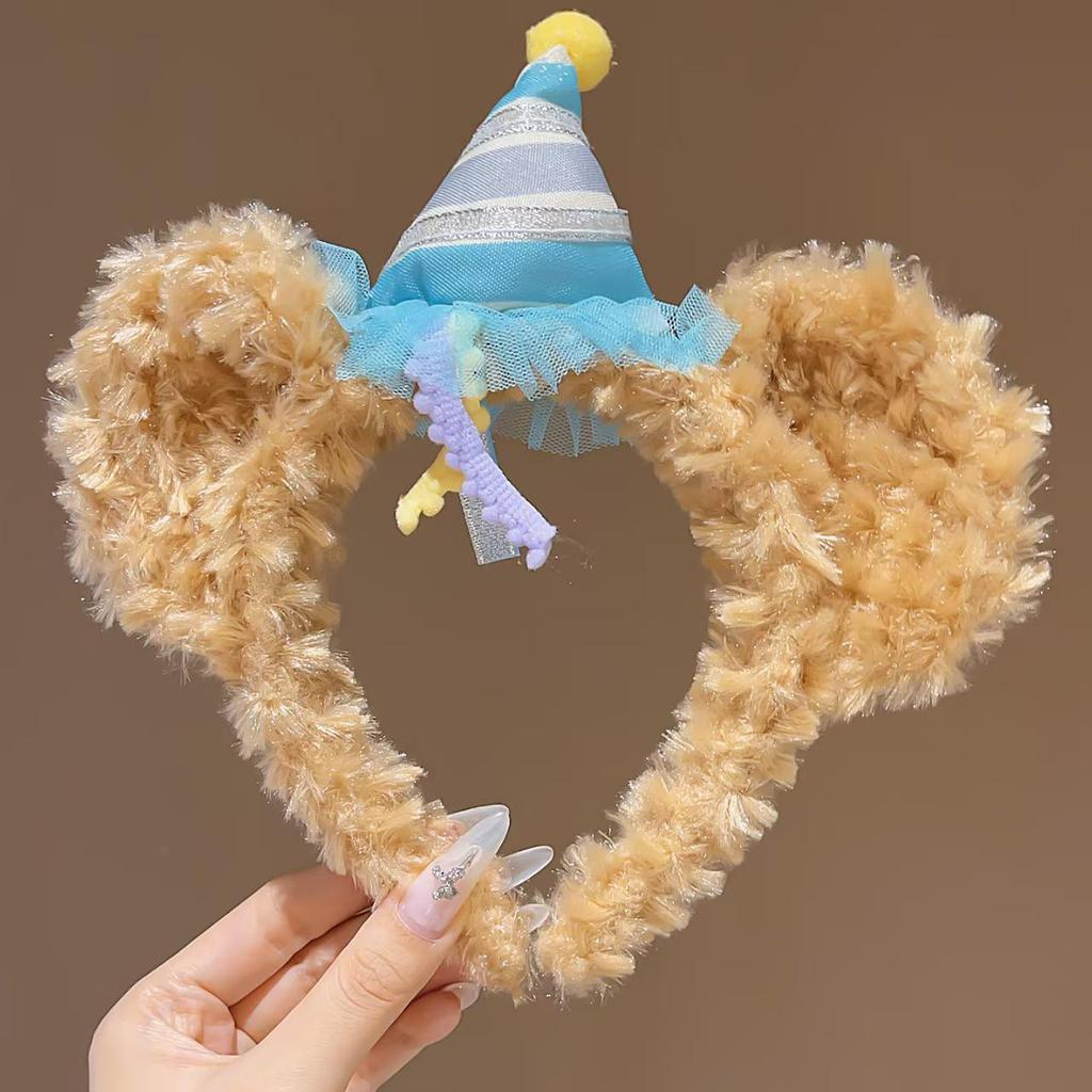 Cute Cartoon Plush Headband & Hair Clip for Face Washing and Masks - Fun Hair Accessory for Kids & Women