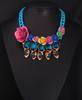 6 Farbige Edelsteine Blume Gewebtes Kurzes Schlüsselbein-Halsband Übertriebene Damen-Accessoires