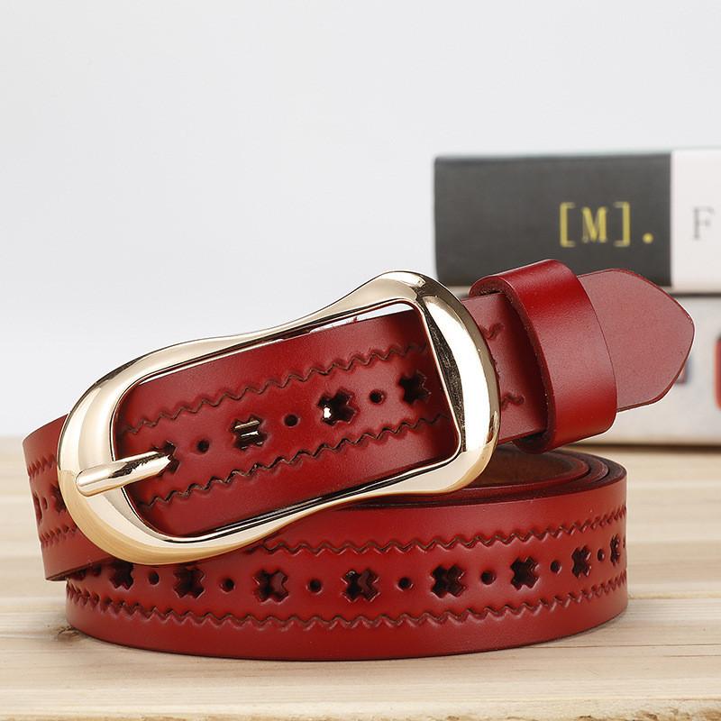 

X Graphic Ladies Genuine Leather Belt Alloy Pin Buckle Casual Wear Decoration 105cm