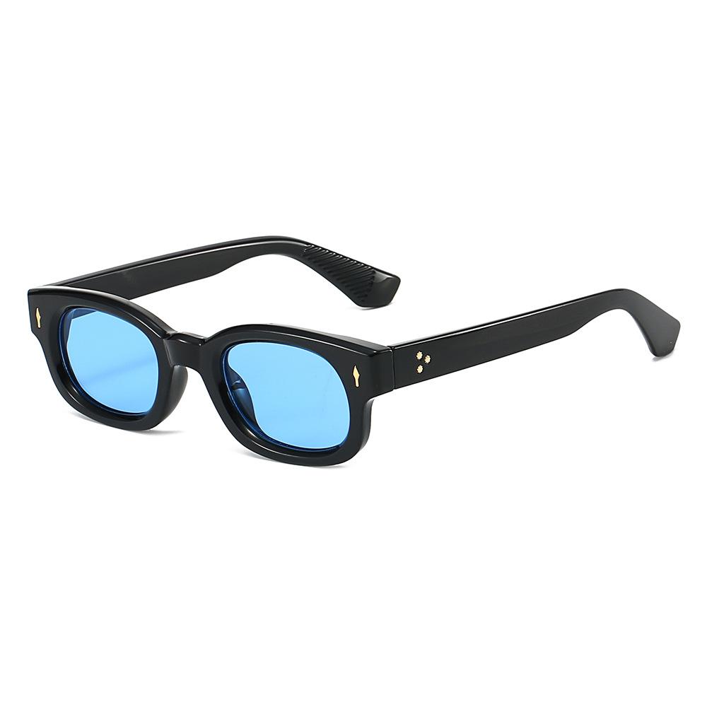 European and American retro small frame square rice nail sunglasses men's and women's trend fashion high-end sense plain anti-blue glasses