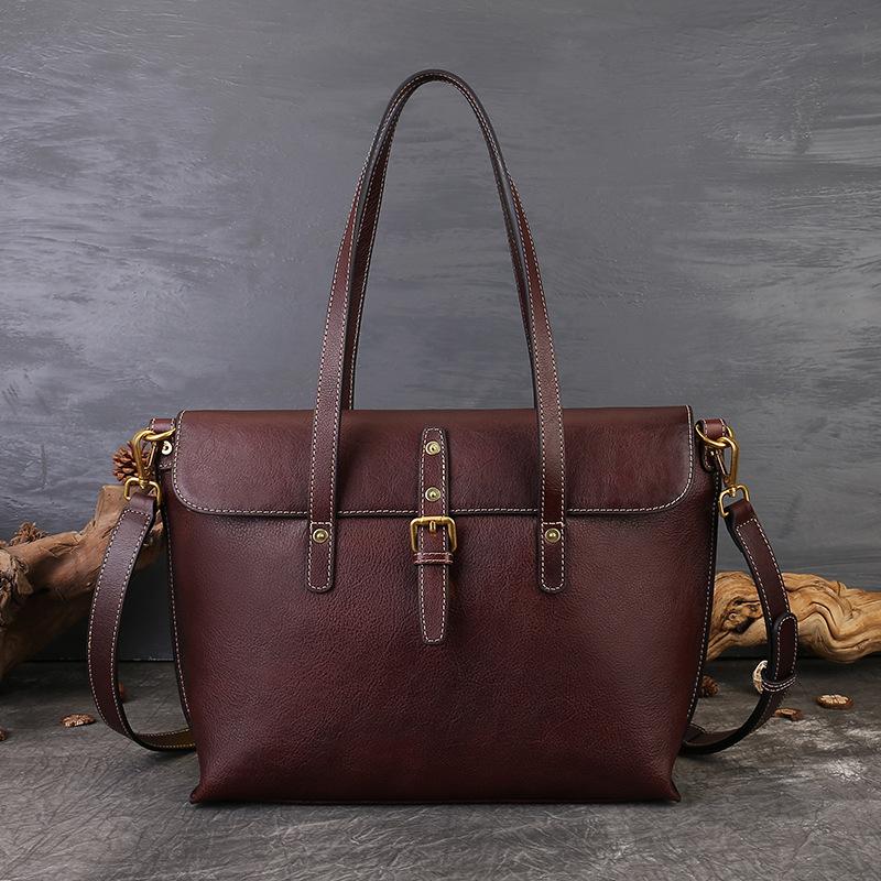 Retro Commuting Lightweight Leather Computer Bag, Large Capacity Portable Briefcase, Women s High-end Single Shoulder Armpit Bag
