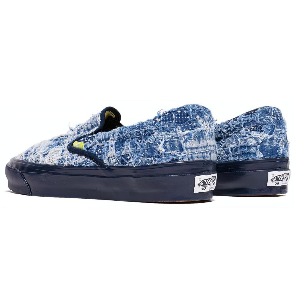 FDMTL x Vans OG Classic Slip-On LX Distressed Indigo Unisex Sneakers Blue VN0A45JK5WP