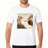 T-shirt Unisexe Intéressant Motif Chat Huile 100% Coton Oversize Motif Chat pour Unisexe Hauts d'Été Streetwear Nouilles