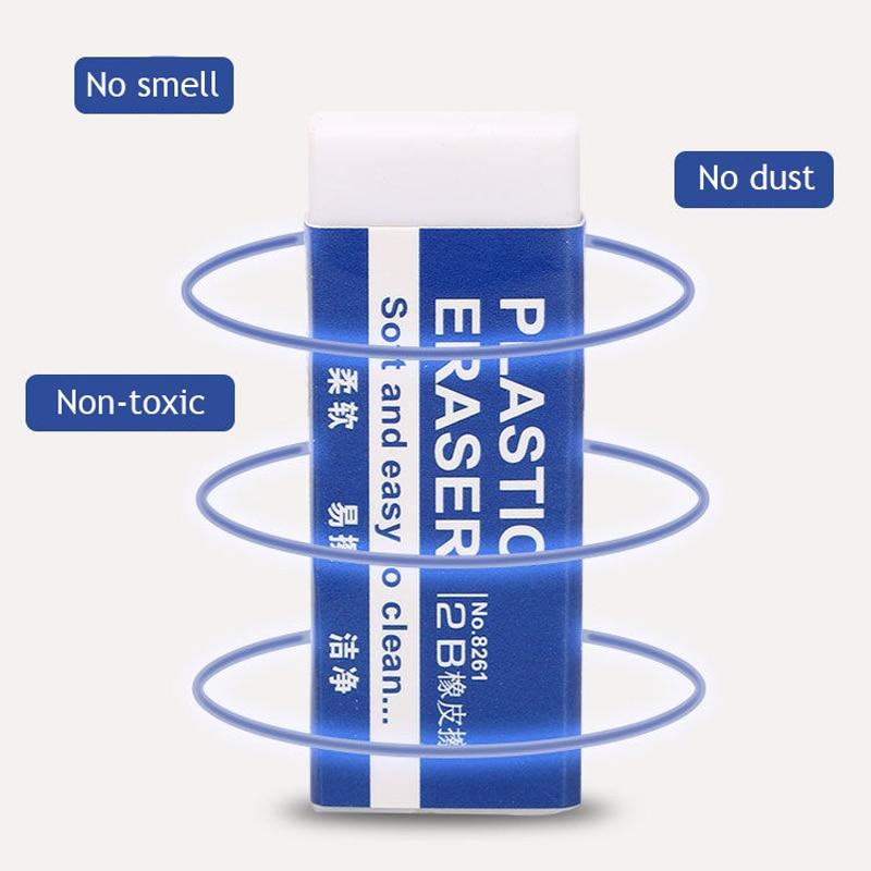 10pcs 2b White Pvc Eraser Clean And Mess Free Student Exam Office Sketch Soft Eraser