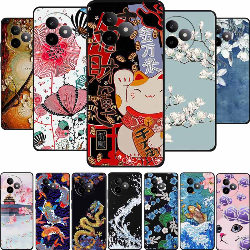 6,83" För Redmi K 80 K80 Ultra Fodral 3D Präglad Blomma Svart Silikon Mjuk Baksida Fodral För Redmi K 80 Ultra Stötsäker Fundas