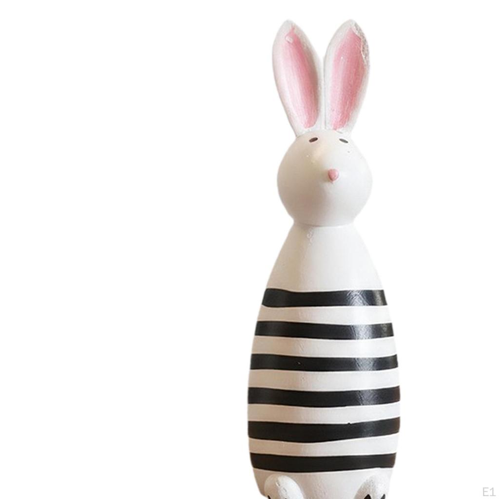 Figurine Wood Decor Collectible Bunny Animal Sculpture for Shelf Garden Countertop Dorm