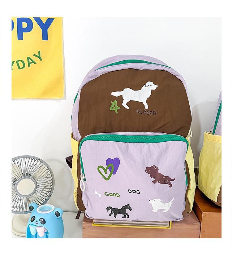 Charming Cartoon Printed Nylon Backpack For Kids Pink Blue Purple School Bag 2024 Small фиолетовый